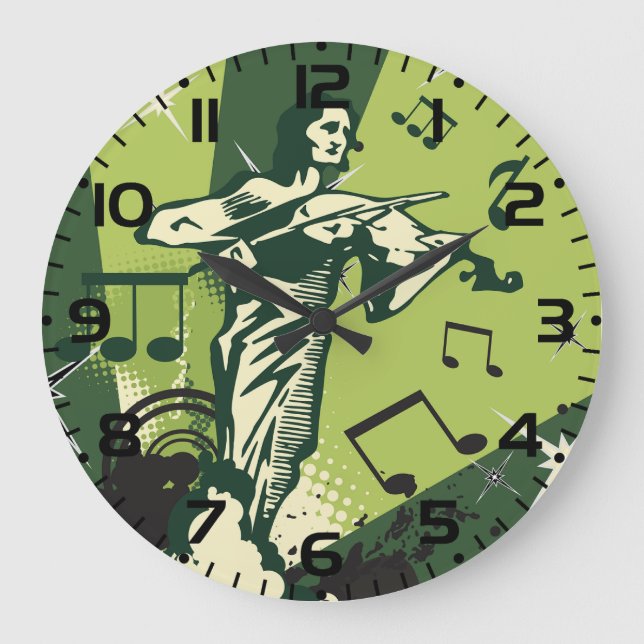 Relógio Grande Notas Musicais do Violin Player (Frente)