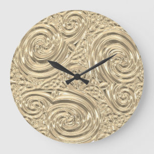 Relógio Grande Nouveau vitoriano elegante de ouro metálico