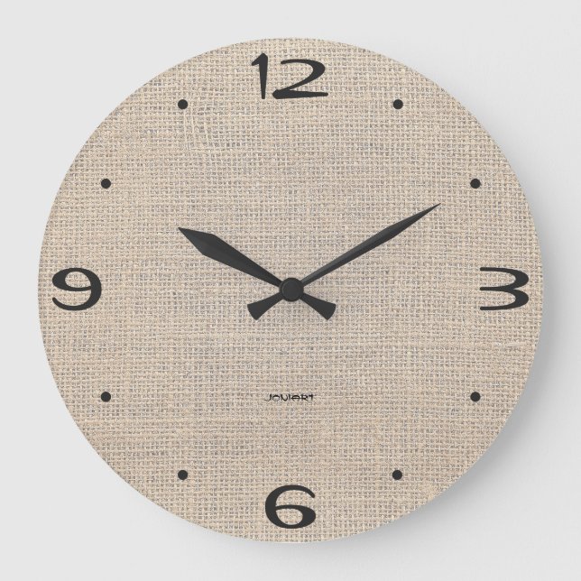 Relógio Grande Nova Casa, Muro Moderno Timepece Gunny Sack Burlap (Frente)