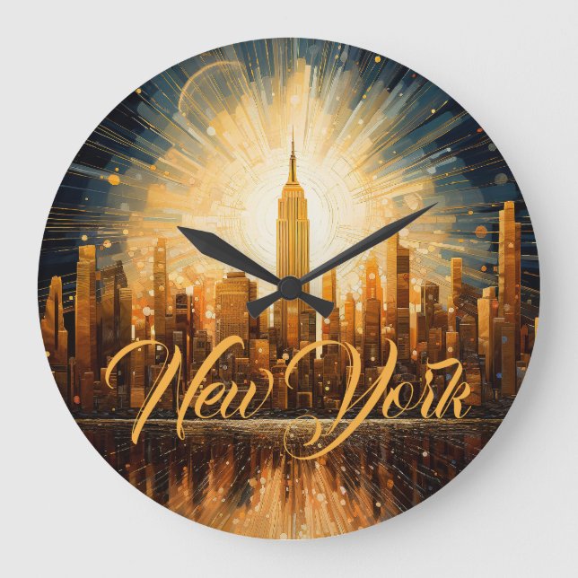 Relógio Grande Nova Iorque, ilustração, Moderno Colorido (Frente)