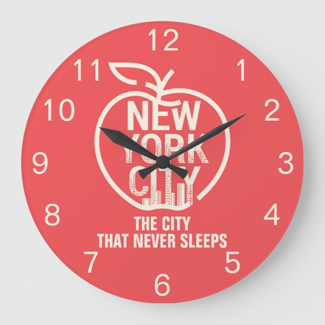 Relógio Grande Nova Iorque Vermelho Moderno Grande Apple (Frente)