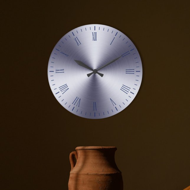 Relógio Grande Numeração romana de metal escovado moderno (Criador carregado)