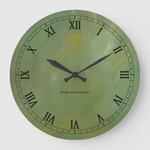 Relógio Grande Numerações romanas do Wallclock de Faux Verde esco