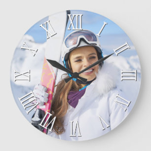 Relógio Grande Numerações romanas em preto-e-branco e preto