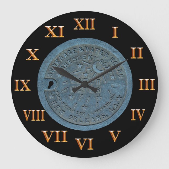 Relógio Grande Numerais romanos Dourados de medidor de água de (Frente)