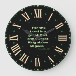 Relógio Grande Numeral Romano Psalms 95:3 KJV Bíblia Verso II