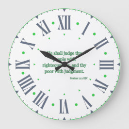 Relógio Grande Numeral Romano Verso da Bíblia KJV Psalms 72:2