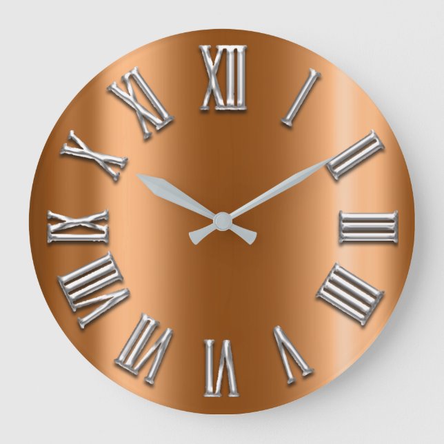 Relógio Grande Número romano de prata cinzento metálico cinzento (Frente)