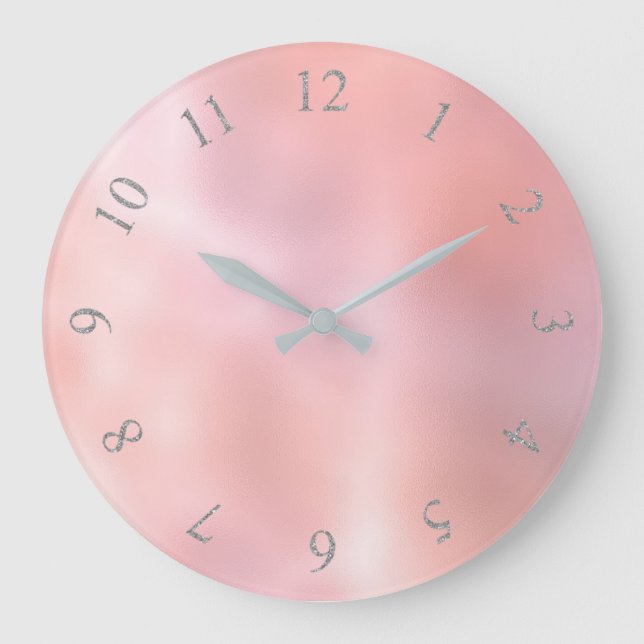 Relógio Grande Números árabes de Cinzas de Pó Blush Rosa (Frente)