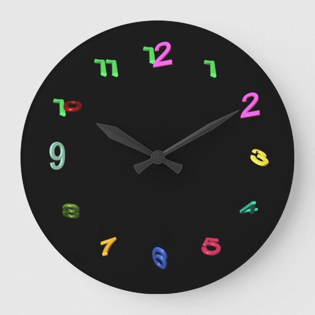 Relógio Grande Números coloridos inclinados (Frente)