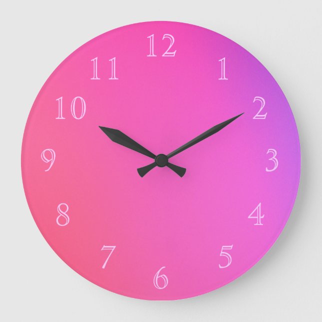 Relógio Grande Números cor-de-rosa no rosa (Frente)