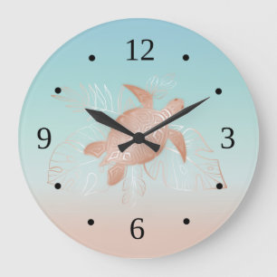 Relógio Grande Números Costeiros das Folhas Tropicais de Tartaru