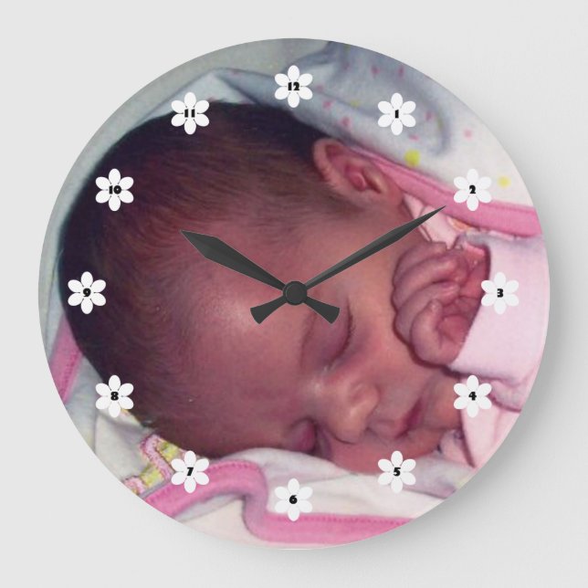 Relógio Grande Números de Flor Personalizados (Frente)
