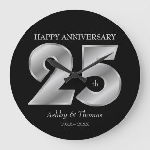 Relógio Grande Números de Prata Brilhante