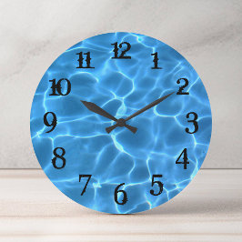 Relógio Grande Números de respingo preto Piscina azul aquática