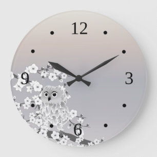 Relógio Grande Números de torneira de coruja branca