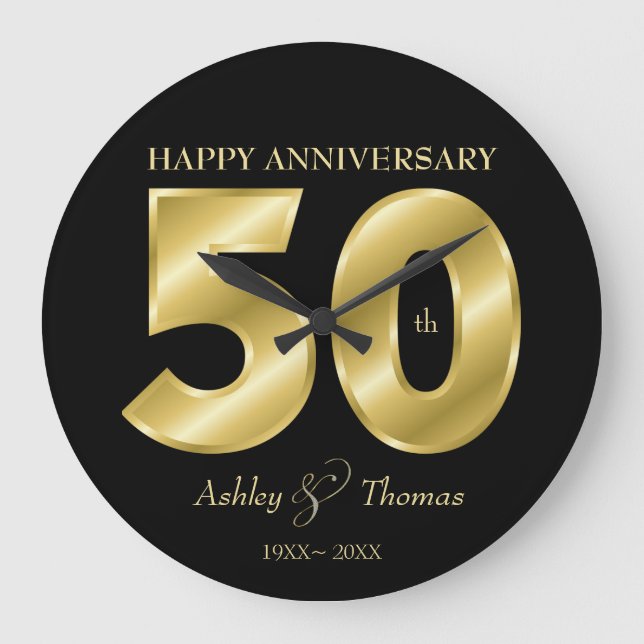 Relógio Grande Números Dourados Brilhantes (Frente)