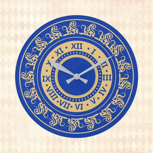 Relógio Grande Números Dourados e Azuis Antosos (Criador carregado)