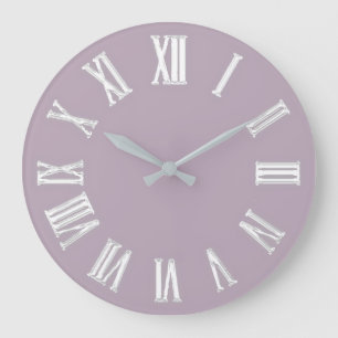Relógio Grande  Números Metálicos Mínimos Romanos Cinzas Prate