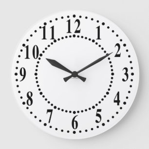 Relógio Grande Números negros com pontos guia