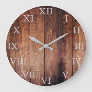 Relógio Grande Números romanos de madeira escuros do vintage