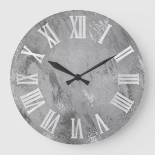 Relógio Grande Números romanos de prata cinzentos do cinza de