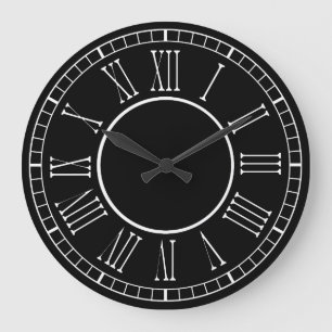 Relógio Grande Números Romanos Preto e Branco Contemporâneos Mode