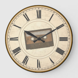 RELÓGIO GRANDE NÚMEROS ROMANOS RÚSTICOS FITA DE CASSETE ÚNICA