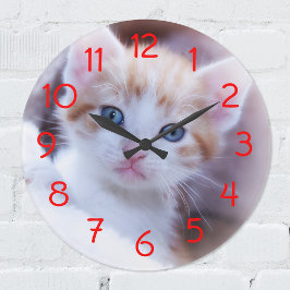 Relógio Grande Números Vermelhos Modernos para Sua Foto