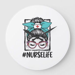 Relógio Grande Nurse Life Coque Desgrenhado Arco-íris Vetor Desig