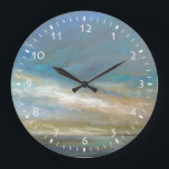 Relógio Grande Nuvens costeiras com oceano<br><div class="desc">Uma pintura costeira incrível daquela impressionante costa californiana, como mostra Sheila Finch. Esta paisagem inspirada na natureza pega um toque do familiar e aplica um toque moderno nesta peça de arte colorida trazida a vocês pelo World Art Group. Luz quebrando nuvens sobre um oceano calmo que certamente inspirará uma legal...</div>