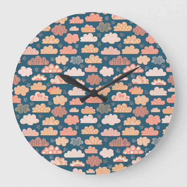 Relógio Grande Nuvens escandinavas: Padrões infantis Ouros. (Frente)