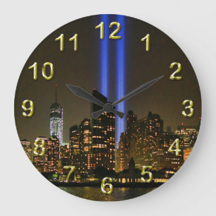 Relógio Grande NYC Skyline: Homenagem do WTC 9/11 no Light 2013 #