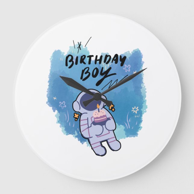Relógio Grande O Astronauta de Aniversário (Frente)
