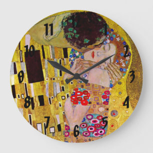 Relógio Grande O Beijo de Gustav Klimt, Arte Nova Antiga