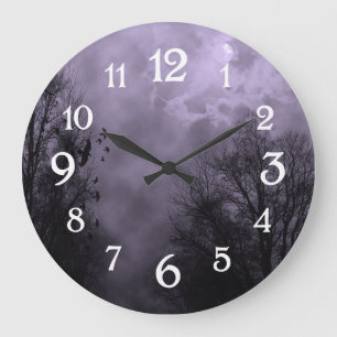 Relógio Grande O branco roxo assombrado da névoa do céu numera 