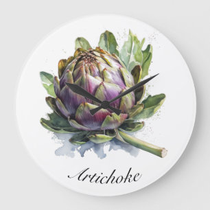 Relógio Grande O Coração do Jardim: Artichoke em Aquarela