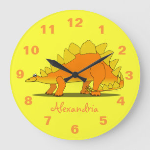 Relógio Grande O dinossauro bonito do Stegosaurus personalizado