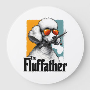 Relógio Grande O Fluffather Poodle Vintage Cão Engraçado Máfia Ve