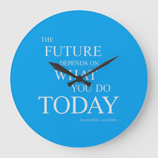 Relógio Grande O Futuro Inspirador Clock Motivational Quote Azul (Frente)