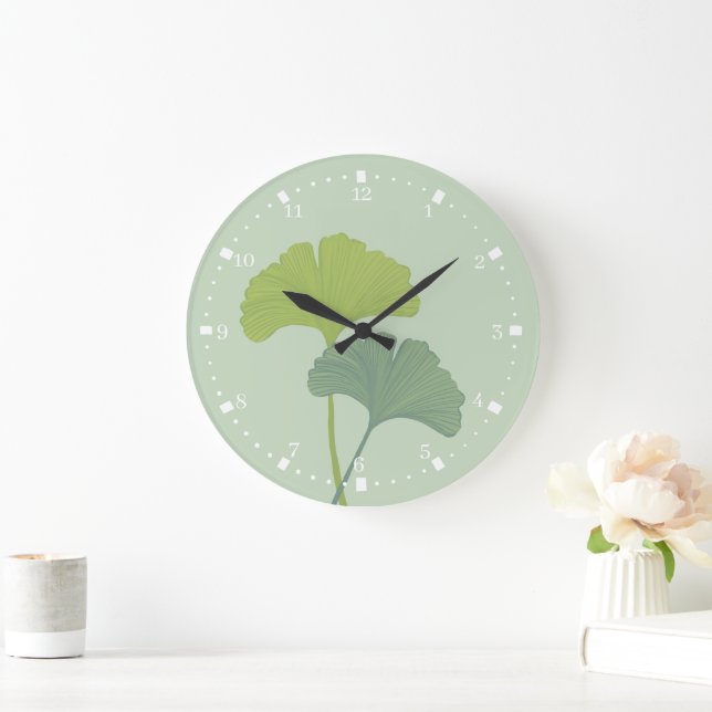 Relógio Grande O Ginkgo Deixa Cores de Fundo Personalizáveis (Lar)