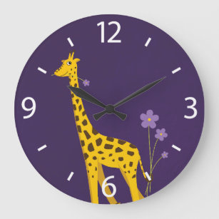 Relógio Grande O girafa bonito dos desenhos animados floresce o