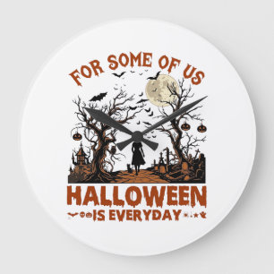 Relógio Grande O Halloween é Todos os Dias Silhueta de Bruxa Lua 