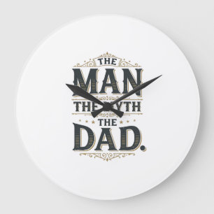 Relógio Grande O Homem O Mito O Pai Tipografia Vintage Camisa_