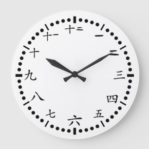 Relógio Grande O japonês chinês numera o fundo branco