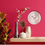 Relógio Grande O metal Dourado do rosa do cinza do brilho cora<br><div class="desc">Mínimo e decorativo originais 
Corresponde à tendência real da forma na decoração home.
Você pode mudar a forma e a cor da mão.
design do florenceK</div>