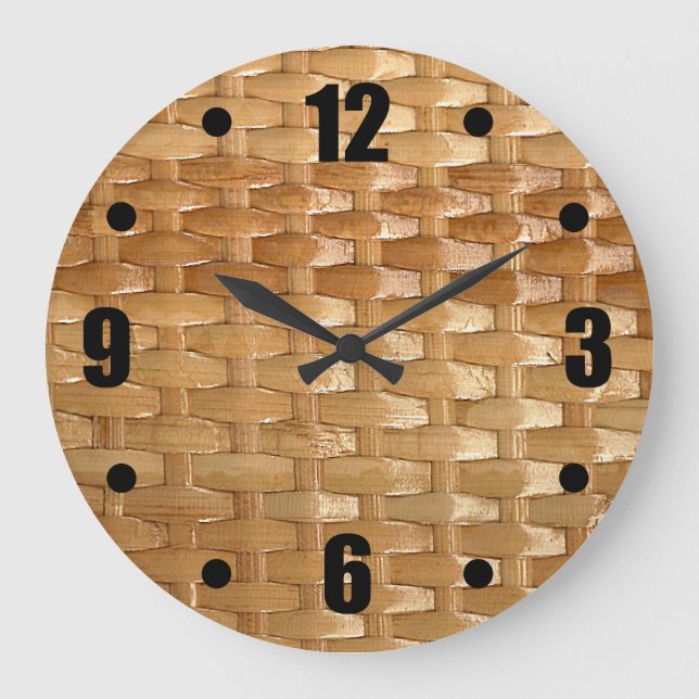 Relógio Grande O olhar da textura de vime de Basketweave da laca (Frente)