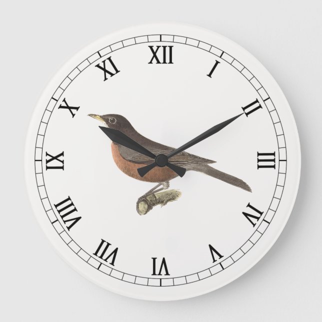 Relógio Grande O Robin Americano (Turdus migratorius) NY Birds (Frente)