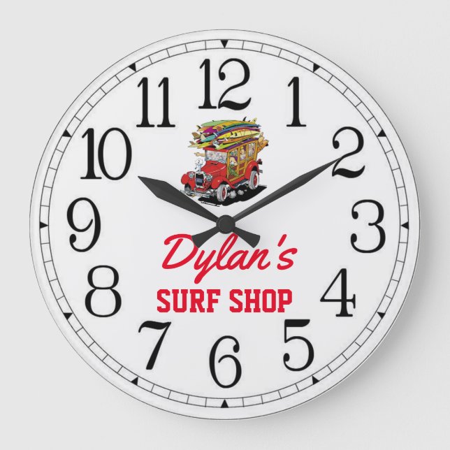 Relógio Grande O Surf do Compro Woody Large Clock (Frente)