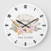 O tempo para o Assar Baker's Utensils Large Clock